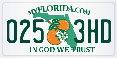 FL license plate 0253HD