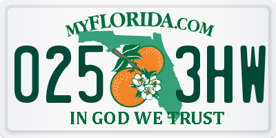 FL license plate 0253HW