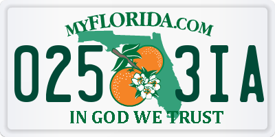 FL license plate 0253IA