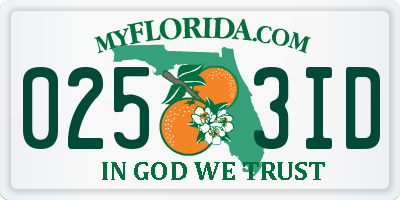 FL license plate 0253ID