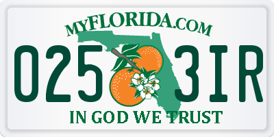 FL license plate 0253IR