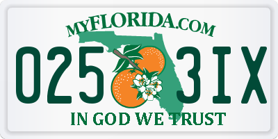 FL license plate 0253IX