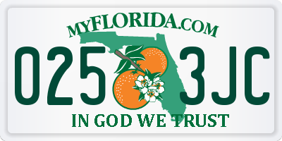 FL license plate 0253JC