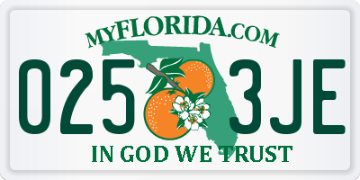 FL license plate 0253JE