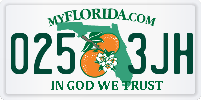 FL license plate 0253JH
