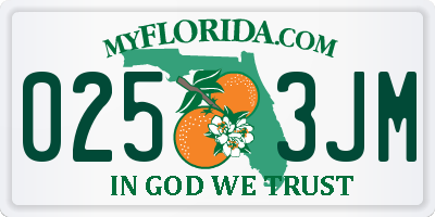 FL license plate 0253JM