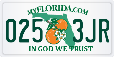 FL license plate 0253JR