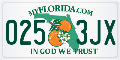 FL license plate 0253JX