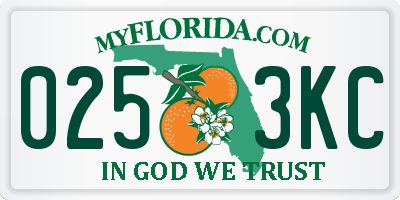 FL license plate 0253KC