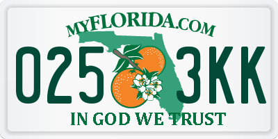 FL license plate 0253KK