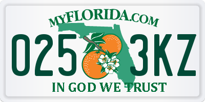 FL license plate 0253KZ