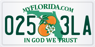 FL license plate 0253LA
