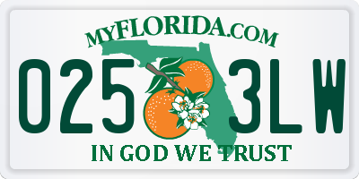 FL license plate 0253LW
