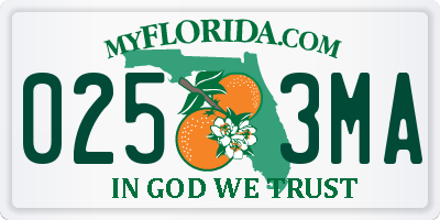 FL license plate 0253MA