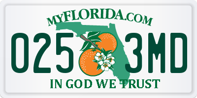 FL license plate 0253MD