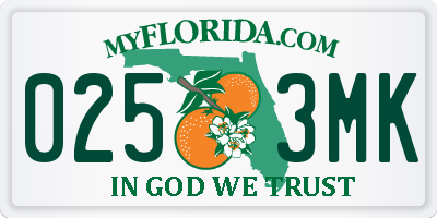 FL license plate 0253MK