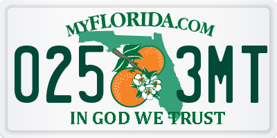 FL license plate 0253MT