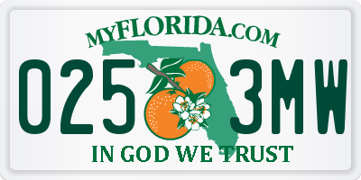 FL license plate 0253MW