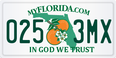FL license plate 0253MX