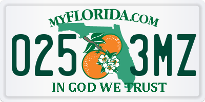 FL license plate 0253MZ