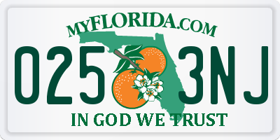 FL license plate 0253NJ
