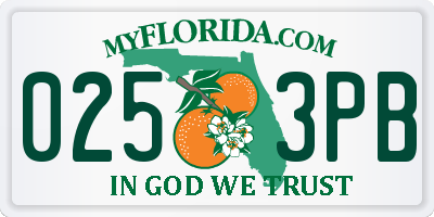 FL license plate 0253PB