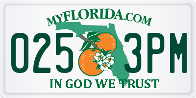 FL license plate 0253PM