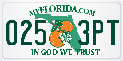 FL license plate 0253PT