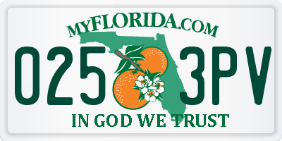 FL license plate 0253PV