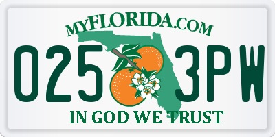 FL license plate 0253PW