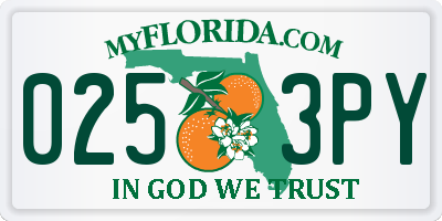 FL license plate 0253PY