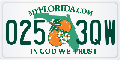 FL license plate 0253QW