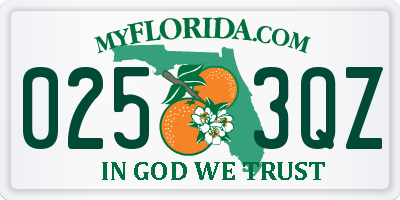 FL license plate 0253QZ