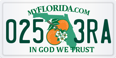 FL license plate 0253RA