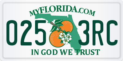FL license plate 0253RC