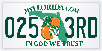 FL license plate 0253RD