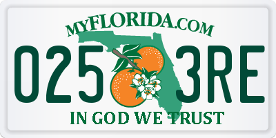 FL license plate 0253RE