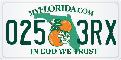 FL license plate 0253RX