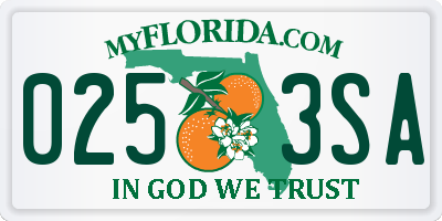 FL license plate 0253SA