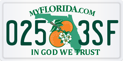 FL license plate 0253SF
