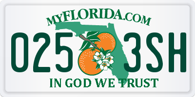 FL license plate 0253SH