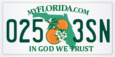 FL license plate 0253SN