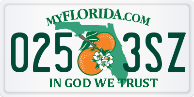 FL license plate 0253SZ