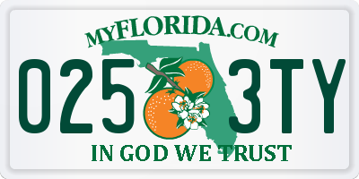 FL license plate 0253TY