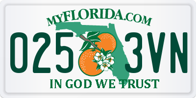 FL license plate 0253VN