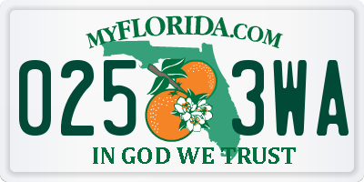 FL license plate 0253WA