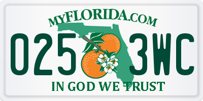 FL license plate 0253WC