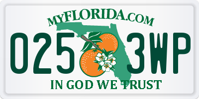 FL license plate 0253WP