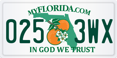 FL license plate 0253WX