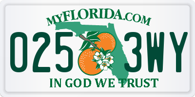 FL license plate 0253WY